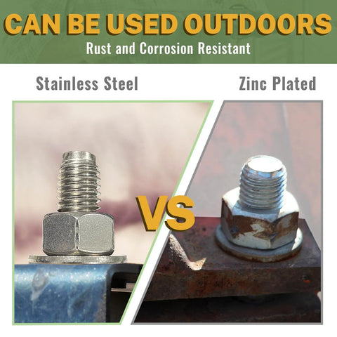 Comparison of 304 Stainless Steel Concrete Anchor Bolts Three Eighths Inch By Three Inch Wedge Anchors with zinc plated version.