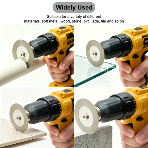 Pro Grade 3 Pack 60Mm Diamond Cutting Discs With Quarter Inch Shank Mandrel And Screwdriver For Rotary Drills cutting through tile and plastic.