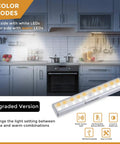Motion Activated LED Lights With 20 LEDs, 3 Color Modes, Rechargeable Battery, Stick On Magnetic Night Light Bar in kitchen setting