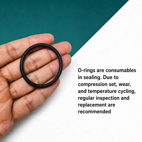 Hand holding an O-ring from the Workhorse Nitrile Rubber O Ring Assortment Kit 1030 Pieces In 31 Sizes For Oil And Hydraulic Fluid Sealing