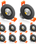 10 pack of 2 Inch LED Recessed Ceiling Light Kit With 3W Dimmable Downlight And 60 Degree Beam COB Recessed Lights Built In Driver