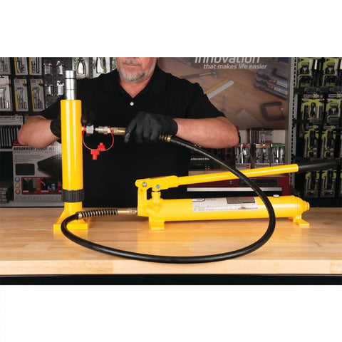 Heavy Duty 10 Ton Hydraulic Collision Repair Kit With 20000 LB Load Capacity Featuring Hand Pump Extenders Spreader Ram And V Base For Knocking Out Auto Body Dents And Frame Straightening Garage Jobs