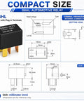 G8HL-H71 12V DC Automotive Pack Of 4 For Honda Accord Civic MDX CR-V Plug And Play Upgrade High Current AC Headlights Horns Fans And Other Accessories compact relay with dimensions diagram