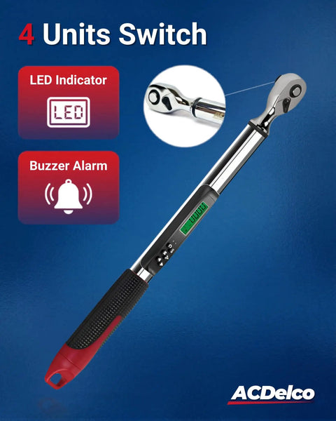 3/8 Inch Heavy Duty Digital Torque Wrench With LED Flash Notification, Angle Drive, Precise Digital Readout, ISO 6001 Certified