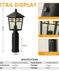 Detail display of Dusk To Dawn Post Mount Outdoor Light Head with Seeded Glass featuring photocell sensor and weather-resistant build.