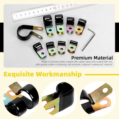 160 Piece Heavy Duty Vinyl Coated Cable Clamp Kit With Screws 9 Sizes From 5mm To 25mm Galvanized Steel Cushioned P Clips