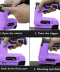 Purple Cordless Staple Gun And Brad Nailer 4V Rechargeable USB Power Includes 1500 Staples And 1500 Brad Nails LED Level Indicator