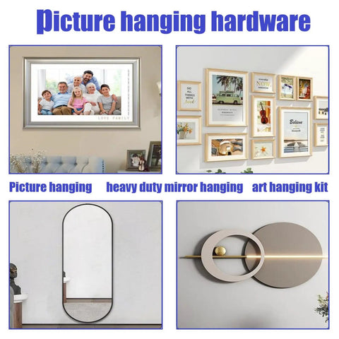 Image showing Built Like A Tank French Cleat Picture Hanging Kit With Six Stainless Steel Wall Mount Brackets And Anchors for secure wall displays.