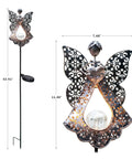 Solar Stake Lights For Garden In Metal Angel Bronze Finish, Warm White LEDs, Pathway And Yard Decor, Totally Remembrance And Sympathy Gift For Loved Ones, Outdoor Memorial Light