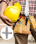 Person holding a yellow hard hat with a tool belt featuring Heavy Duty 4 Way Socket Wrench And Water Valve Key Set Handles Outdoor Faucet Nuts For Quick Yard Fixes Dead Simple To Grip Works Like A Dream On Daily Hardware Projects.