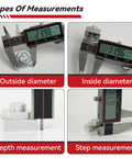 True Wireless Digital Caliper 0-6 Inch 150mm With One-Click Data Transfer To Excel Phone PC, measuring outside, inside, depth, step