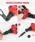 Pro Grade 16 Inch Rivet Nut Tool Kit with quick-change head for mandrel swaps