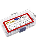 Box containing 200Pcs 304 Stainless Steel E Clip External Retaining Rings Kit Circlips Snap Rings 10 Sizes From 1.5mm To 10mm