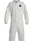 Protective Coveralls With Zipper Front And Elastic Cuffs In White And Blue Large Pack Of 25 For On The Job Safety 400D ProShield