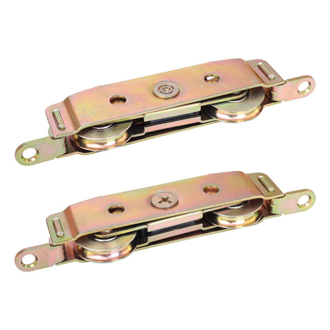 Two Pack Sliding Door Rollers For Sliding Glass Patio Doors Replacement Roller Assembly One And A Quarter Inch Steel Ball Wheel Bearing Side Adjustable Heavy Duty Easy Install, shown in a front view