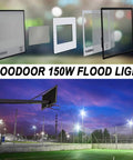 150W LED Flood Light Outdoor 15000 Lumens Crazy Bright Security Lights IP66 Waterproof White Beam lighting a basketball court