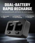 Dual Magnetic Charging Dock For WL500 Batteries With USB C Fast Charge, Compatible With WL10 WL10GL And WL12 Tactical Lights