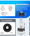 4 Pack RV24YN20S Carbon Film Rotary Taper Potentiometer 10K B103 Single Turn For Inverter, size and dimension details