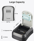 Wall Mounted Key Lock Box With Resettable Combo Code For Home Office And Garage Secure Spare Key Storage shown open with dimensions