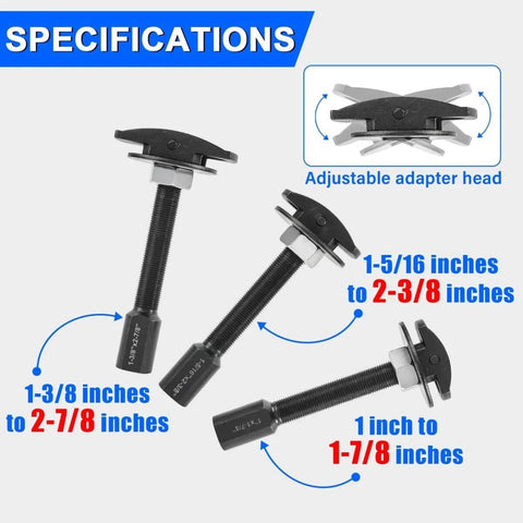 Rear Axle Bearing Puller Kit With Three Size Adapters For Semi Floating Axles Wheel Hub Bearing Removal Tool Set diagram