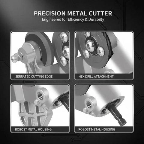 Heavy Duty Drill Nibbler Metal Cutter Attachment For Electric Impact Lithium Drills Titanium Steel Gears with robust metal housing details.
