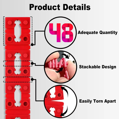 Outlet Spacers For Electrical Boxes 48 Piece Red Spacers Set details with stackable design and twist-apart feature