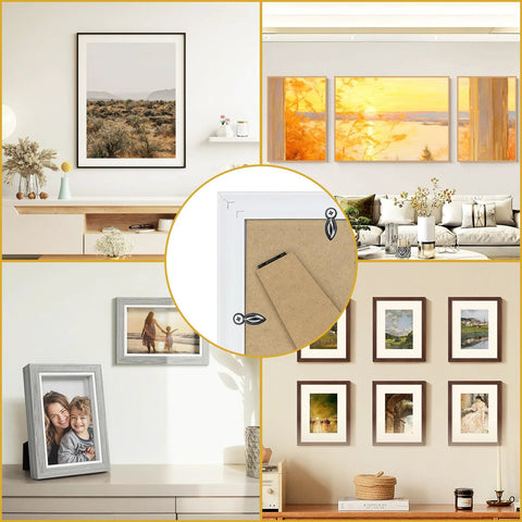 Picture frame turn-button fasteners set in gunmetal, 100 pcs with screws for hanging photos