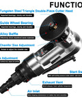Handheld Pneumatic Chamfering Tool For Metal with adjustable chamfer size and alloy baffle for waste block, portable air-powered design.