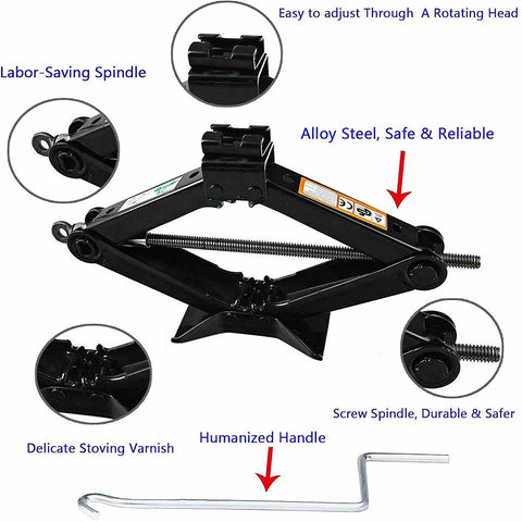 Close-up of Spare Tire Repair Kit For Chevy GMC Silverado Sierra 1500 2500 3500 2000 To 2014 With 2 Ton Scissor Jack details.