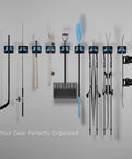 Ultimate Ski and Snowboard Wall Rack With Gravity Locking Design displaying various sports gear organized on a wall.
