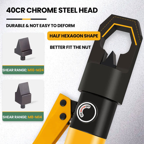 40CR chrome steel head of Hydraulic Nut Splitter Tool Heavy Duty Nut Separator Portable Cracker 10T Force Cutting Range M8 To M14 And M16 To M24