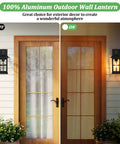 13 Inch Outdoor Wall Lights Two Pack Heavy Duty Matte Black Aluminum Exterior Sconce Fixtures For House Walls Porch Entryway Garage No Fuss Weatherproof With Clear Glass Panels, on and off next to doorway
