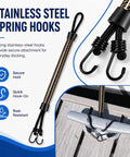 2-Pack Bungee Dock Line For Xpress H22B Boat Bungee Snubber Mooring Cord with stainless steel hooks attached to dock