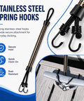 2 Pack Bungee Dock Line Set For Gheenoe LT10 Boats with stainless clip hooks and shock absorbing rope on dock