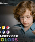 Assorted Color Kids Safety Glasses 12 Pack Over Glasses Design With Ansi Z87 Rating For Youth Providing Soft Tr90 Frames worn by a child.