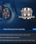 Rear Wheel Bearing Hub Assembly 512516 For Honda Accord 2014 To 2020 5 Lug With ABS, side view with fitment details