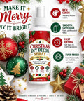 Christmas DIY Decor Spray Paint, Black Holiday Craft Mist for Ornaments on a festive background with ornaments and pinecones.