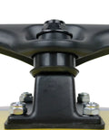 Close-up of skateboard truck showing Ultra Smooth Dope Colors Skateboard Longboard Truck Replacement Bushings 4 Pack for 2 Trucks USA Made