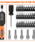38-Piece Pro-Grade Electronic Digital Torque Wrench Set With 1/4-In Drive, Real-Time Torque Tracking, Peak Mode, Buzzer And LED Alerts
