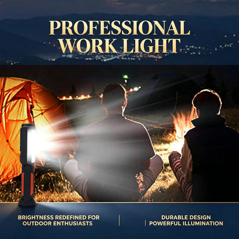 Go To Rechargeable LED Work Light With Magnetic Base And Hanging Hook Portable Waterproof flashlight in outdoor campsite