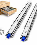 60 Inch Beefy Heavy Duty Drawer Slides With Full Extension Ball Bearing 500Lb Capacity Per Pair Ultra Solid Steel Build Smooth Silent Operation 76mm Rail Width Durable Hardware For Cabinets installed on wooden cabinet drawer