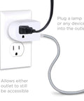 Braided Extension Cord With On Off Switch, 6 Ft Power Cable With 3 Prong Plug, Slip Resistant Base, Tabletop Or Wall Mountable