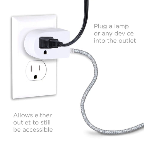 Braided Extension Cord With On Off Switch, 6 Ft Power Cable With 3 Prong Plug, Slip Resistant Base, Tabletop Or Wall Mountable