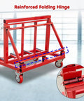 Heavy Duty Foldable Moving Dolly For Hauling Drywall And Marble Slabs 2200 Lb Capacity with reinforced folding hinge detail.