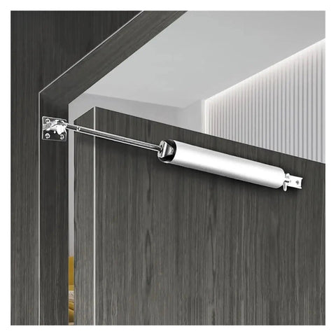 35kg Adjustable Aluminum Alloy Automatic Door Closer With Smooth Close Gas Spring, Adjustable Closing Speed, 100 Degree Position Stop mounted on door