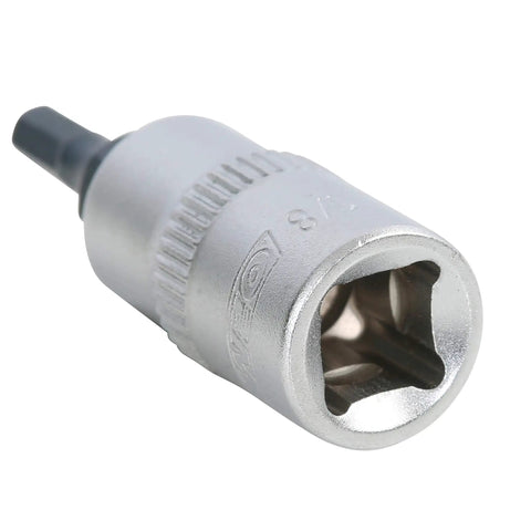 One Eighth Inch Hex Bit Socket For One Quarter Inch Drive SAE, S2 steel, hard chrome finish, chamfered ends, deep marking.