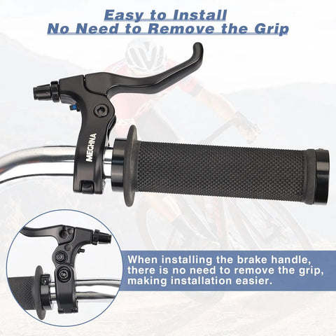 U Brakes Set With Right Brake Lever And Rear Cable Rim Brake Pads 22.2mm Handlebar Compatible close-up on handlebar installation.