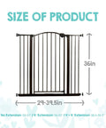Extra Tall 36 Inch Baby Gate With Door, Pressure Mount For Doorways And Bottom Of Stairs, black gate with measurements
