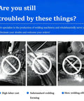 Image showing concerns in welding such as high labor cost and slow efficiency; highlights issues solved by Heavy Duty Welding Positioner Rotary Table Featuring Adjustable Stepless Speed And No Sweat Foot Pedal Control Rock Solid Tilt Turntable With Beefy Three Jaw Chuck For Easy Pipe Seams.