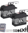 Waterproof RC Servo Pack Of 2 With Beefy 25KG Torque And 345 OzIn Coreless Motor Metal Gears Digital Standard Servo